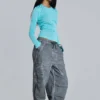 Zwarte Parachute Pants met oil-wash