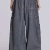Zwarte Parachute Pants met oil-wash