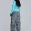 Zwarte Parachute Pants met oil-wash