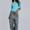 Zwarte Parachute Pants met oil-wash