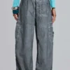 Zwarte Parachute Pants met oil-wash