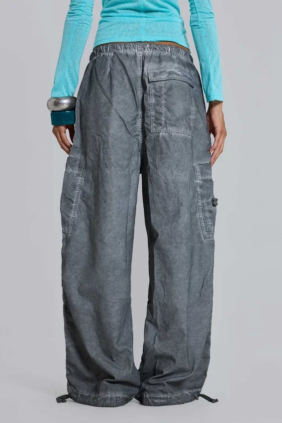 Zwarte Parachute Pants met oil-wash