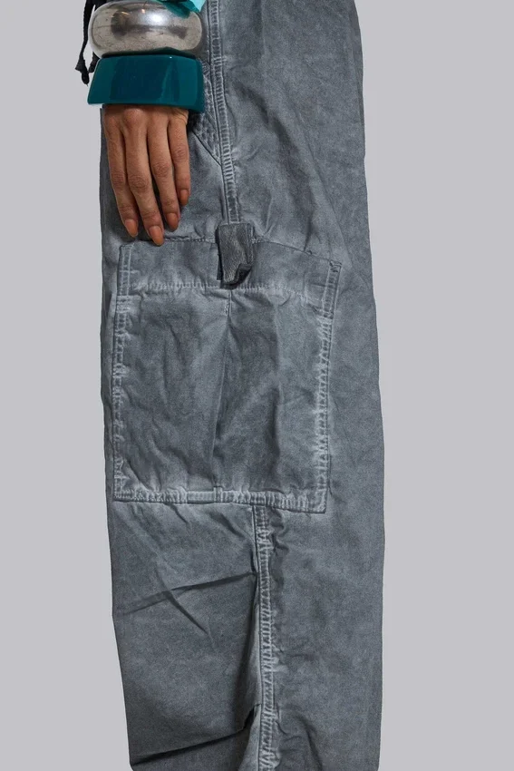 Zwarte Parachute Pants met oil-wash