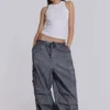Zwarte Parachute Pants met oil-wash