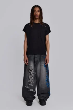 Zwarte Spike Airbrush XL gescheurde Colossus Jeans