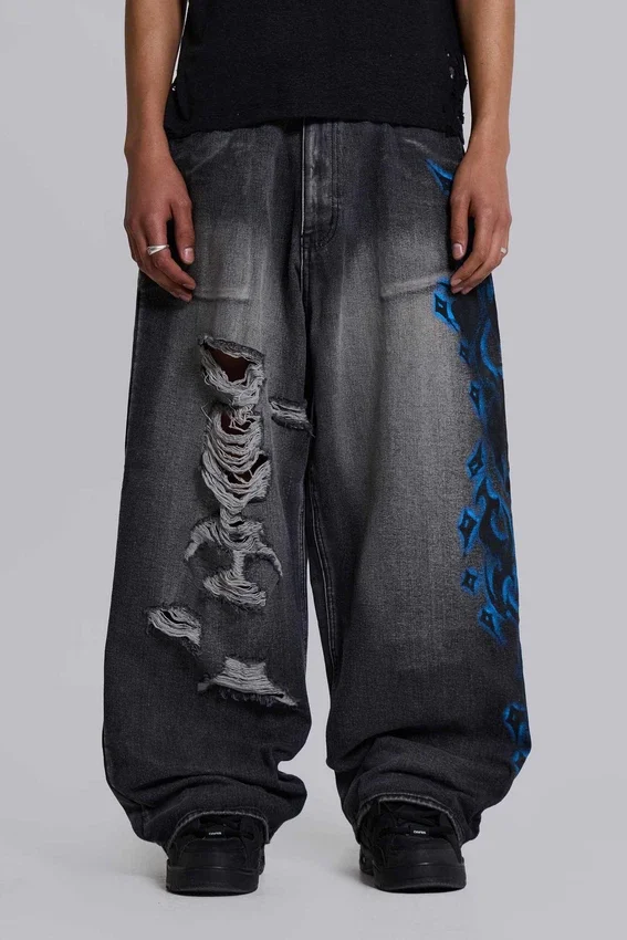 Zwarte Spike Airbrush XL gescheurde Colossus Jeans