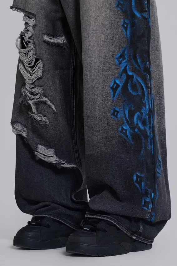 Zwarte Spike Airbrush XL gescheurde Colossus Jeans