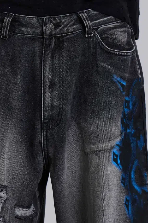 Zwarte Spike Airbrush XL gescheurde Colossus Jeans