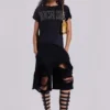Zwarte, verweerde Monster-short