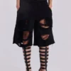 Zwarte, verweerde Monster-short