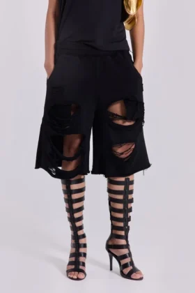 Zwarte, verweerde Monster-short