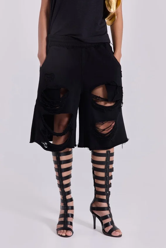 Zwarte, verweerde Monster-short