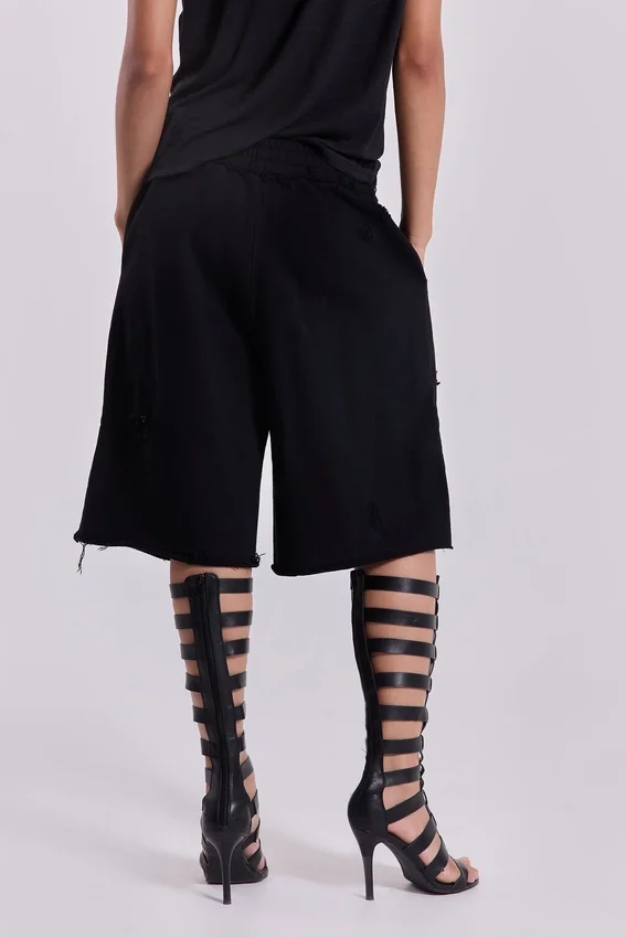 Zwarte, verweerde Monster-short