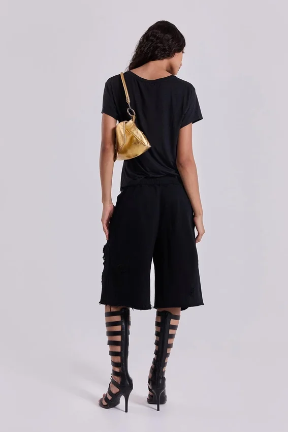 Zwarte, verweerde Monster-short