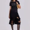 Zwarte, verweerde Monster-short