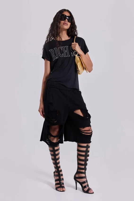 Zwarte, verweerde Monster-short