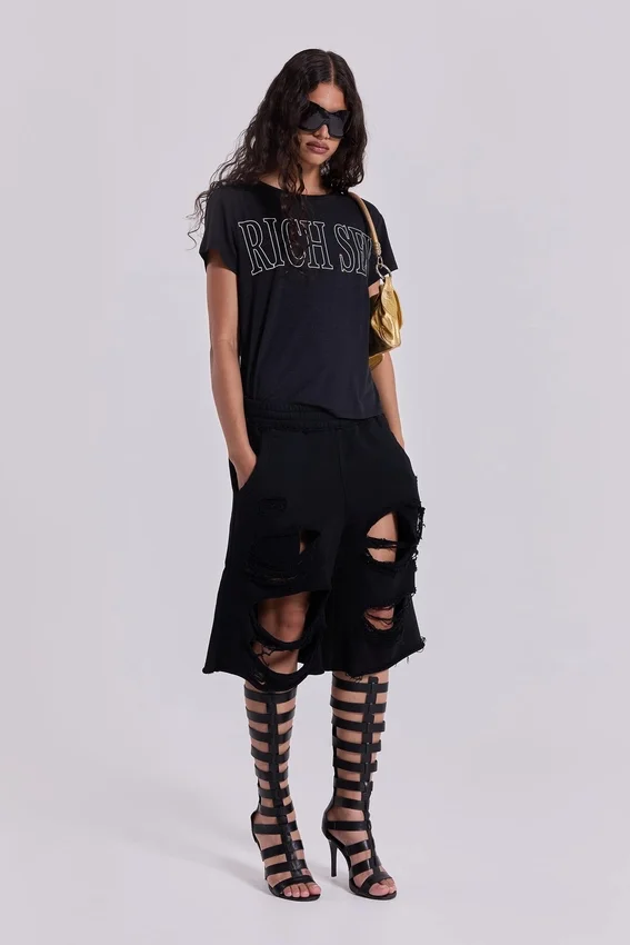 Zwarte, verweerde Monster-short