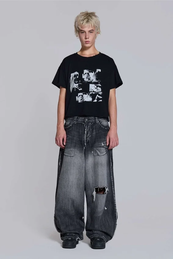 Zwarte, verweerde XL Colossus Jeans