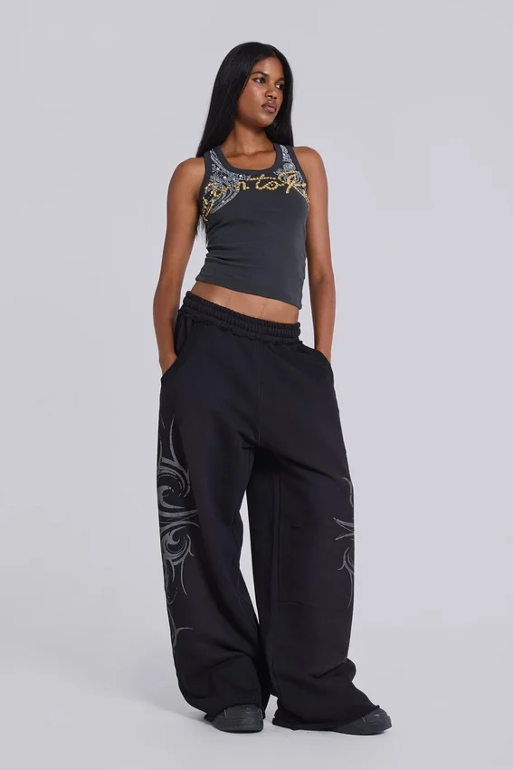 Zwarte, wijde Blade-joggingbroek