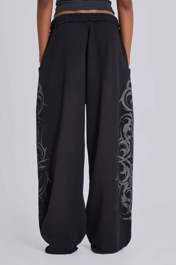 Zwarte, wijde Blade-joggingbroek