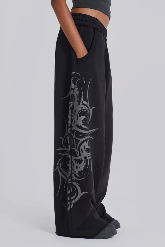 Zwarte, wijde Blade-joggingbroek