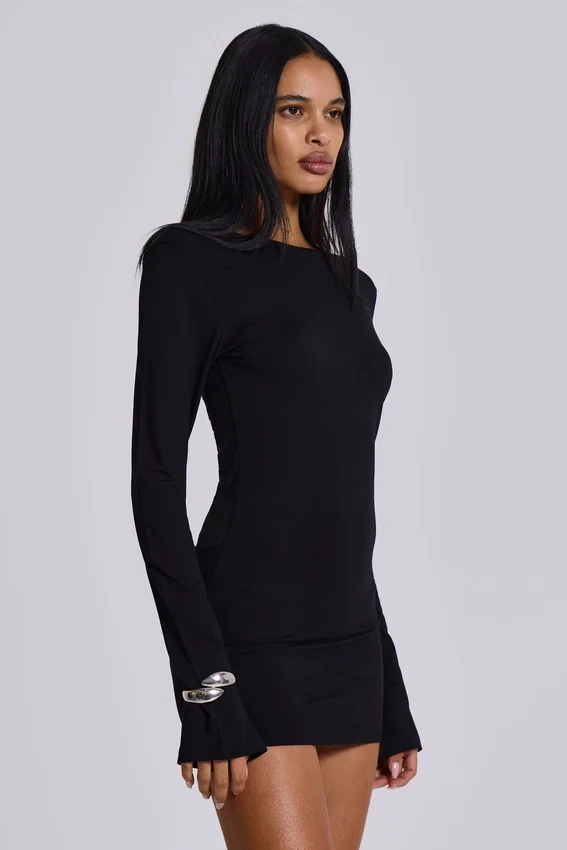 Zwarte Wings-jurk van mesh