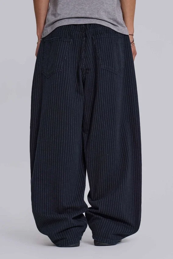 Zwarte XL Colossus Jeans met fijne streep