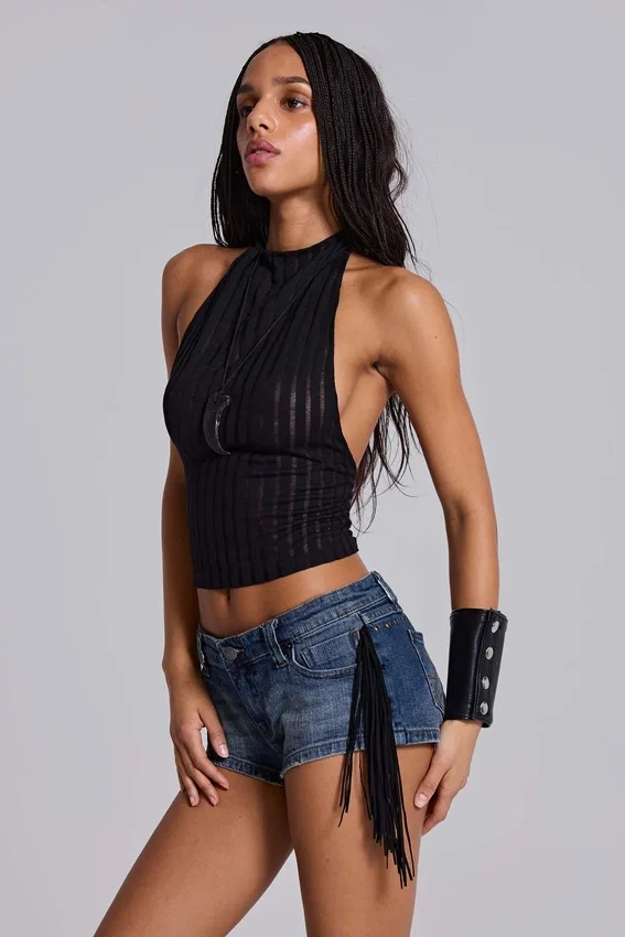 Zwarte Zene-top met open rug