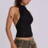 Zwarte Zene-top met open rug